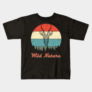 Wild Nature Deer Abstract Sunset Kids T-Shirt